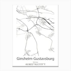 Ginsheim Gustavsburg,Germany Minimalist Map Canvas Print