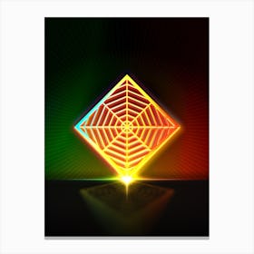 Neon Geometric Glyph in Watermelon Green and Red on Black n.0231 Canvas Print