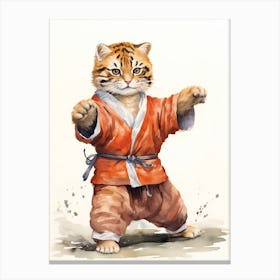 Tiger Illustration Practicing Tai Chi Watercolour 2 Canvas Print