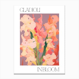 Gladioli In Bloom Flowers Bold Illustration 4 Canvas Print