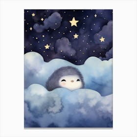 Baby Penguin Sleeping In The Clouds Canvas Print