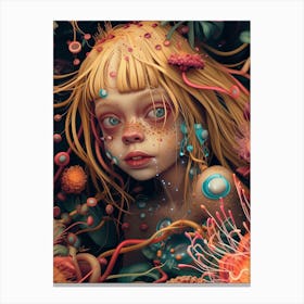 Illustration of Fairy kid Girl in bloomy dream Canvas Print
