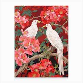 Crape Myrtle And Birds Vintage Japanese Botanical Canvas Print