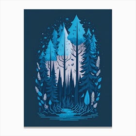 A Fantasy Forest At Night In Blue Theme 100 Canvas Print