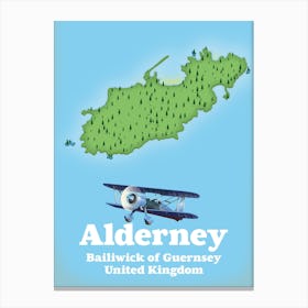 Alderney Bay United Kingdom Travel map Canvas Print