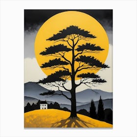 Discover The Beauty Of A Sunset Over A Landscape Filled With Black Tree (31) Canvas Print