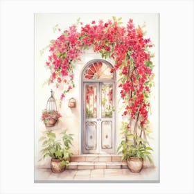 Bari, Italy   Mediterranean Doors Watercolour Painting 4 Canvas Print