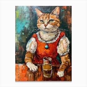 Cat At The Bar Canvas Print