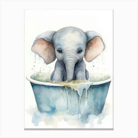 Elephant Painting In A Bathtub Watercolour 2 Canvas Print