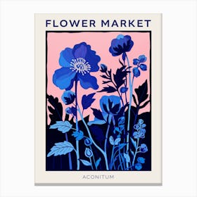 Blue Flower Market Poster Aconitum 2 Canvas Print