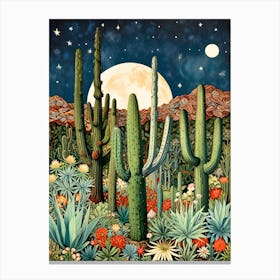 William Morris Cactus At Night 1 Canvas Print