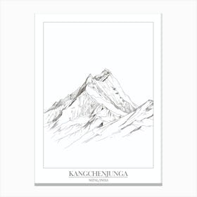 Kangchenjunga Nepal India Line Drawing 5 Poster Canvas Print