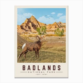 Badlands Minimalist Travel Poster Canvas Print
