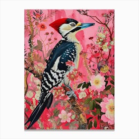 Floral Animal Painting Woodpecker 2 Canvas Print