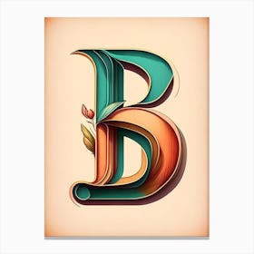 B, Letter, Alphabet Retro Drawing 5 Canvas Print