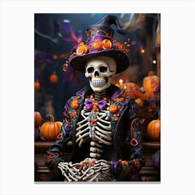 Skeleton In Halloween Costume 1 Canvas Print