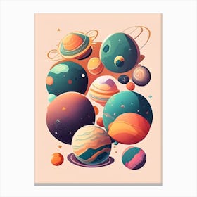 Planets Kawaii Kids Space Canvas Print