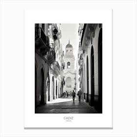 Poster Of Cadiz, Spain, Black And White Analogue Photography 7 Canvas Print