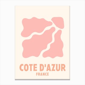 Cote D Azur, France, Graphic Style Poster 1 Canvas Print