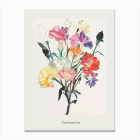 Carnation 3 Collage Flower Bouquet Poster Canvas Print