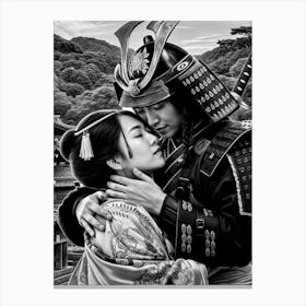 Samurai Couple Hugging Canvas Print