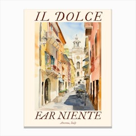 Il Dolce Far Niente Ancona, Italy Watercolour Streets 2 Poster Canvas Print