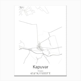 Kapuvar,Hungary Minimalist Map 1 Canvas Print