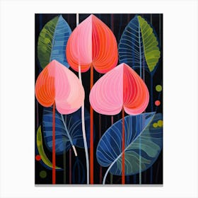 Flamingo Flower Anthurium 3 Hilma Af Klint Inspired Flower Illustration Canvas Print