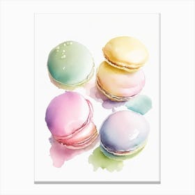 French Macarons Dessert Pastel Watercolour Flower Canvas Print