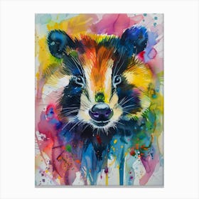 Badger Colourful Watercolour 4 Canvas Print