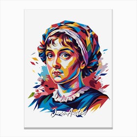 Jane Austen 03 Portrait WPAP Pop Art Canvas Print