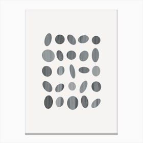 Monochrome Print Inspired by British Pebble Beaches in Watercolour Canvas Print