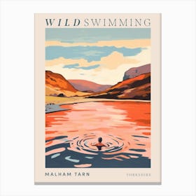 Wild Swimming At Malham Tarn Yorkshire 3 Poster Canvas Print