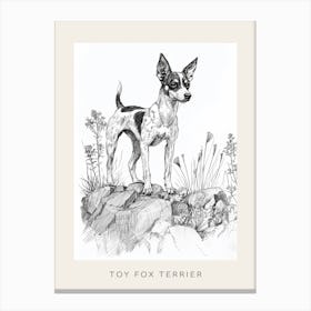 Toy Fox Terrier Dog Line Sketch 1 Poster Canvas Print