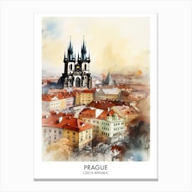 Prague Watercolour Travel Poster 3 Canvas Print