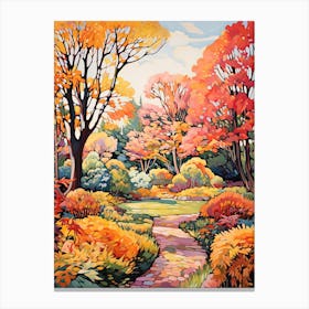 Monets Garden, Usa In Autumn Fall Illustration 1 Canvas Print