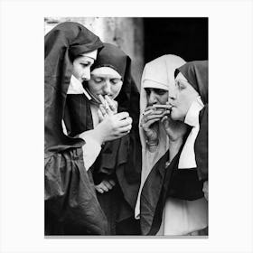 Nuns Smoke On Break Canvas Print