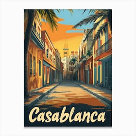 Aihrgdesign A Retro Travel Poster For Casablanca Featuring Th 56c966d8 A469 42d8 97ce 069d7aba3fa9 2 Canvas Print