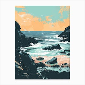 Rocky Shore At Sunset Canvas Print