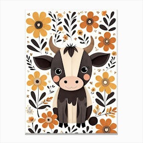 Floral Cute Baby Cow Nursery (18) Canvas Print