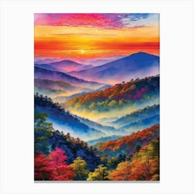 Sunset In The Smoky Mountains Canvas Print