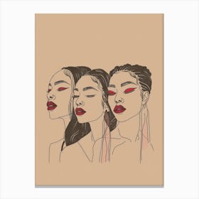 Three African Women With Red Lips Canvas Print