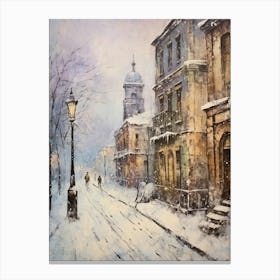 Vintage Winter Painting St Petersburg Russia Canvas Print