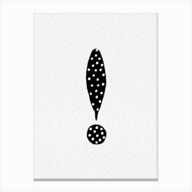 Exclamation Black Polka Dot Canvas Print