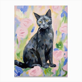 A Russian Blue Cat Painting, Impressionist Painting 1 Canvas Print