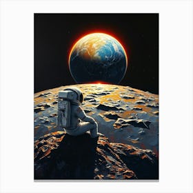 Astronaut Looking At The Earth Canvas Print