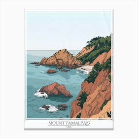 Mount Tamalpais Usa Color Line Drawing 4 Poster Canvas Print