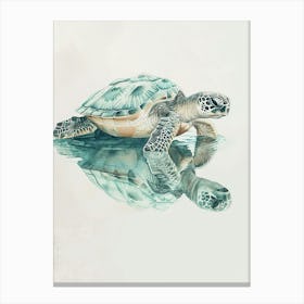 Sea Turtle Staring Into The Water Illustration 2 Canvas Print