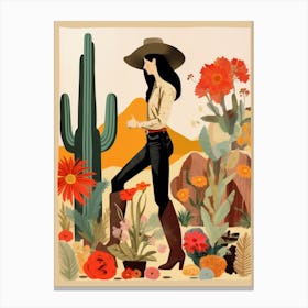 Collage Of Cowgirl Cactus 5 Canvas Print