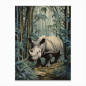 Cold Tones Of A Rhino Walking Through The Jungle 1 Canvas Print